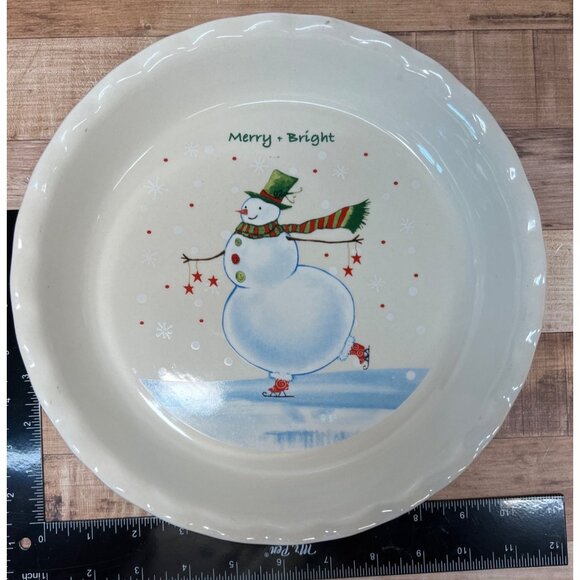 Ceramic Pie Dish Merry & Bright - 10-Inch Nantucket Oven Microwave Safe - Picture 4 of 4
